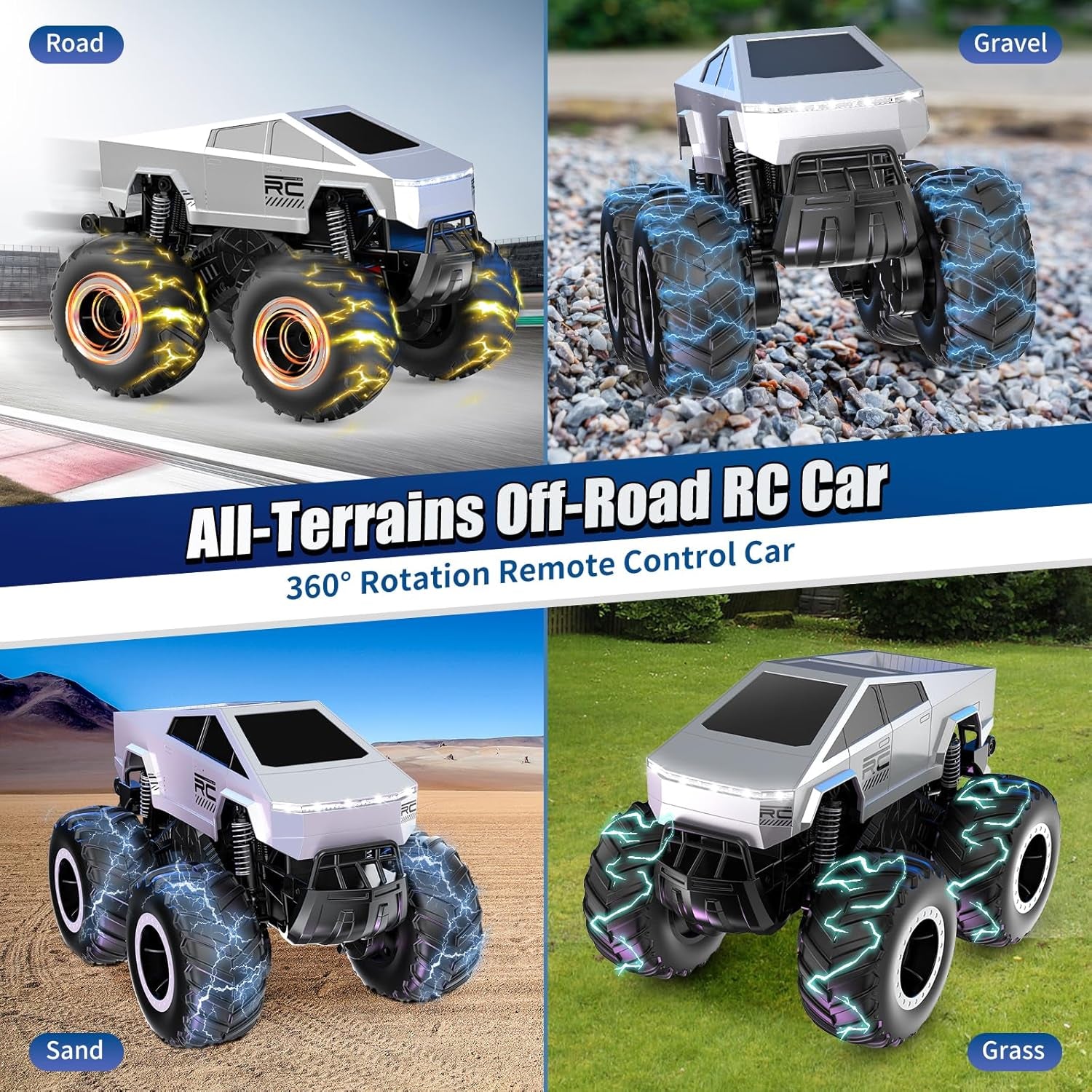1:16 Remote Control Car, 2.4Ghz Waterproof RC Cars, 4WD Amphibious RC Truck, All Terrain Off-Road Remote Control Monster Truck, Pick-Up RC Car Toy for Boys Girls Ages 6+