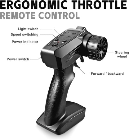 RC Drift Car, 1:24 Scale Remote Control Vehicle with LED Lights, 2.4Ghz 20KM/H 4WD High Speed RC Cars, Drifting Tires＆Two Batteries, Racing Sports Toy Idea Gift for Adults Boys Girls and Kids