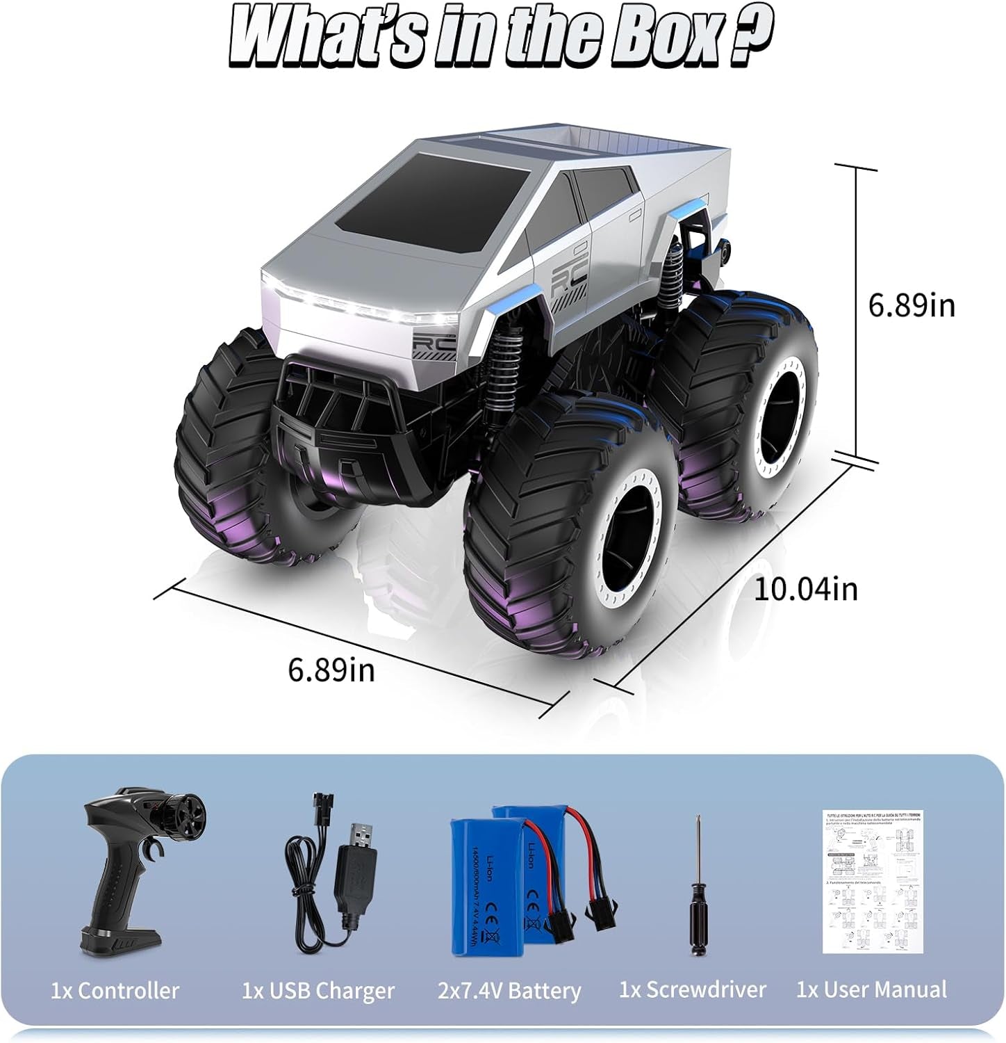 1:16 Remote Control Car, 2.4Ghz Waterproof RC Cars, 4WD Amphibious RC Truck, All Terrain Off-Road Remote Control Monster Truck, Pick-Up RC Car Toy for Boys Girls Ages 6+